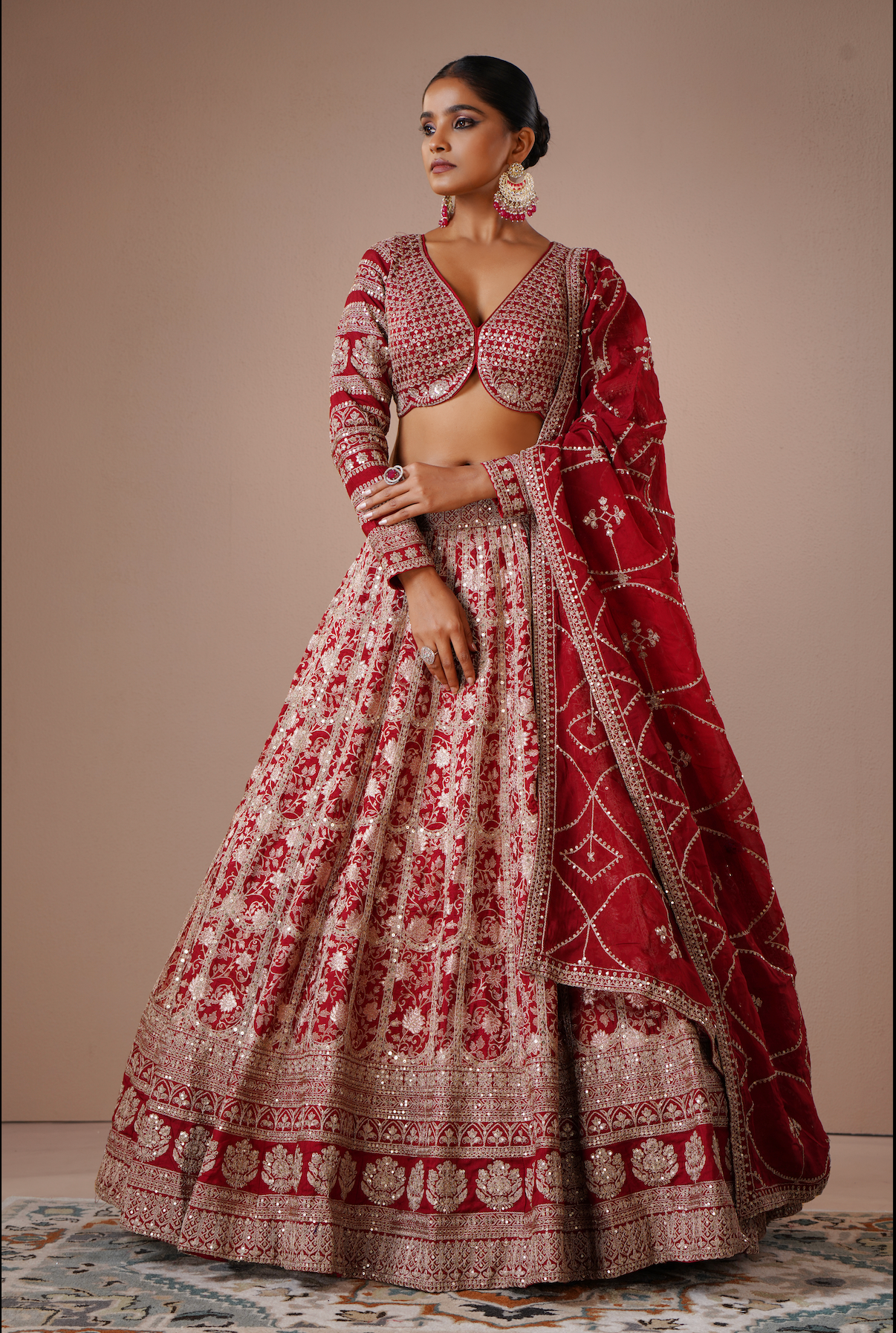 Royal Rani Pink Embroidered Silk Lehenga Set