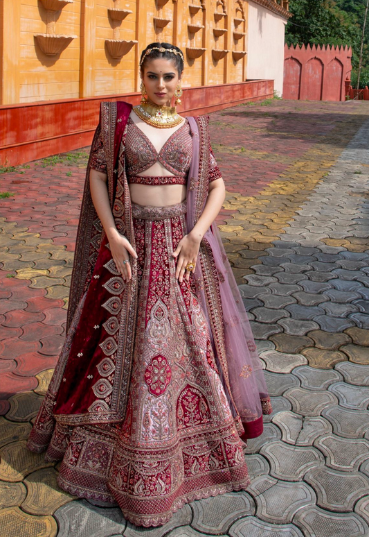Rustic Regal Velvet Bridal Lehenga Choli