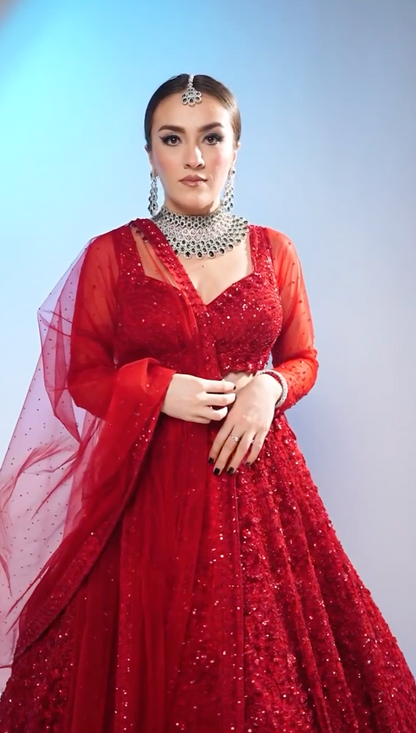 Resplendent Red Flared Lehenga set