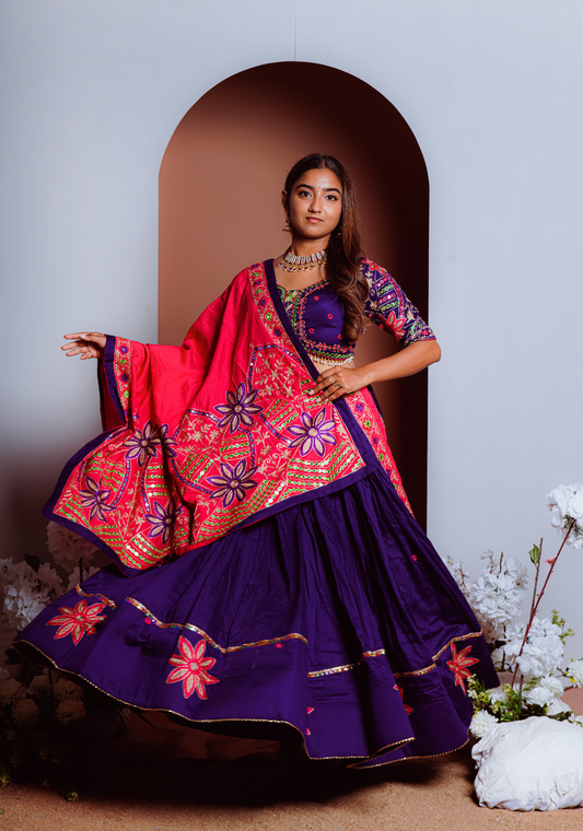 Purple Handcrafted Chaniya Choli set