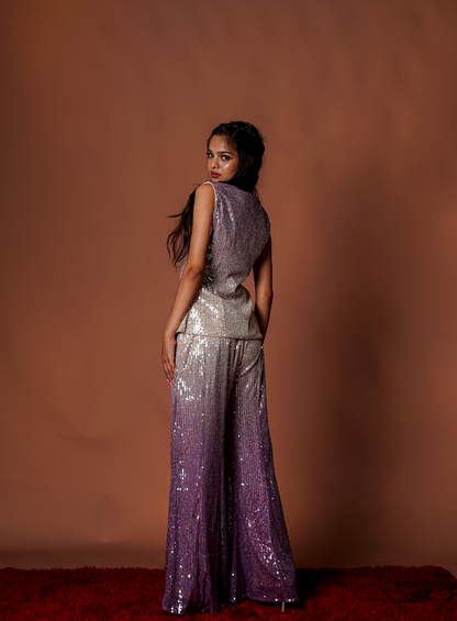 Light  Purple Party Wear Sequins Work Palazzo Set