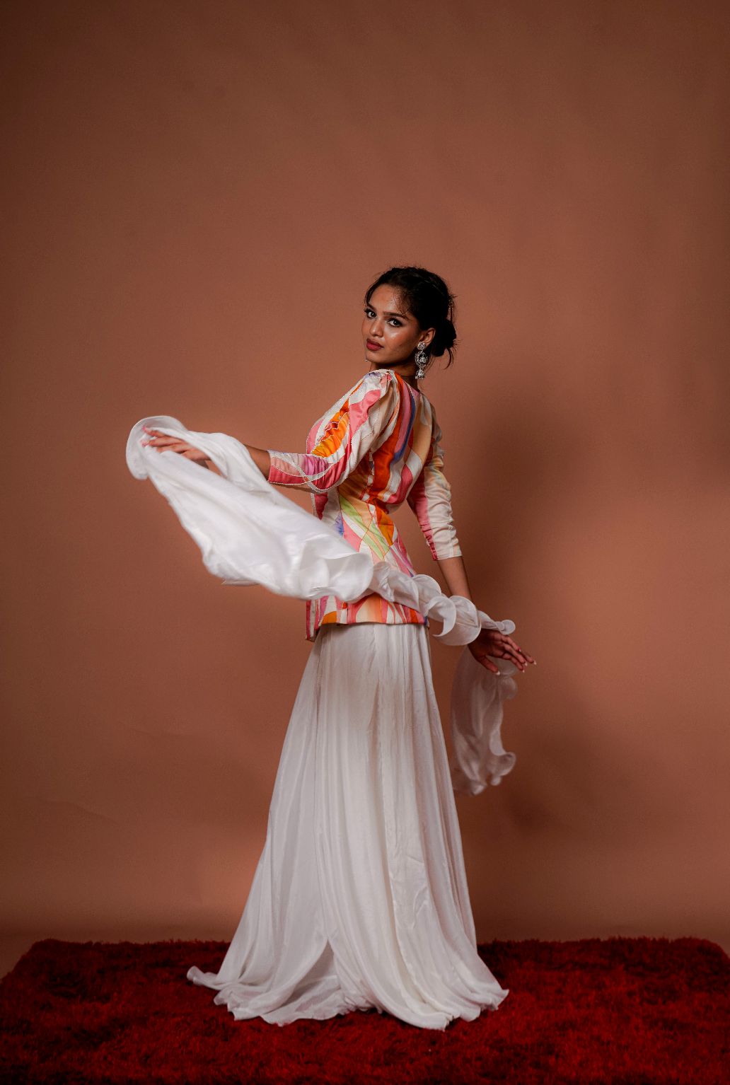 White Coloured  Designer Indo-Western Palazzo set