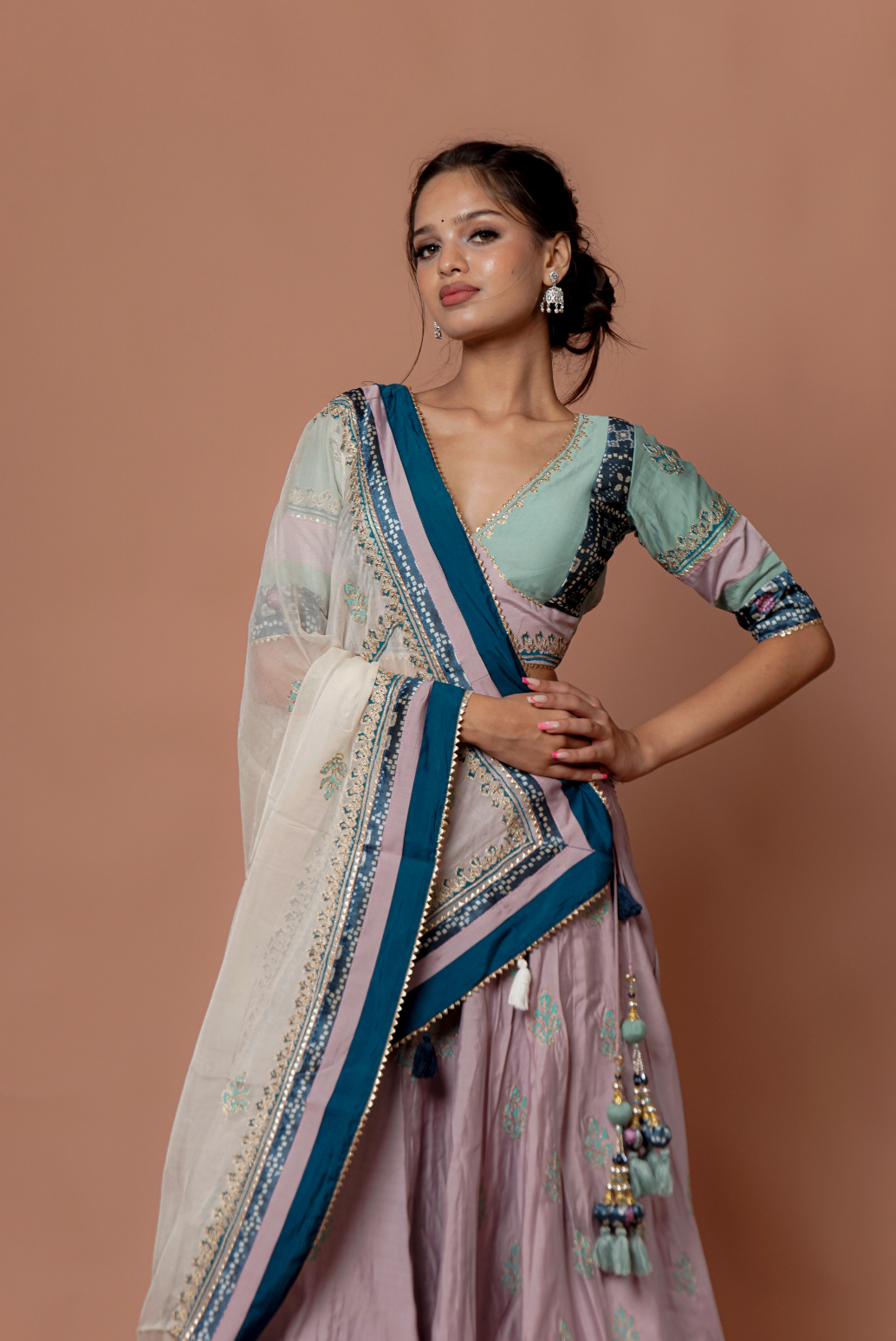 Little Pink & Green Embroidered Chaniya Choli