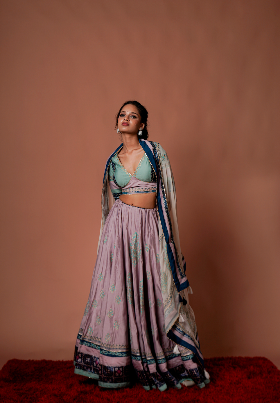 Little Pink & Green Embroidered Chaniya Choli