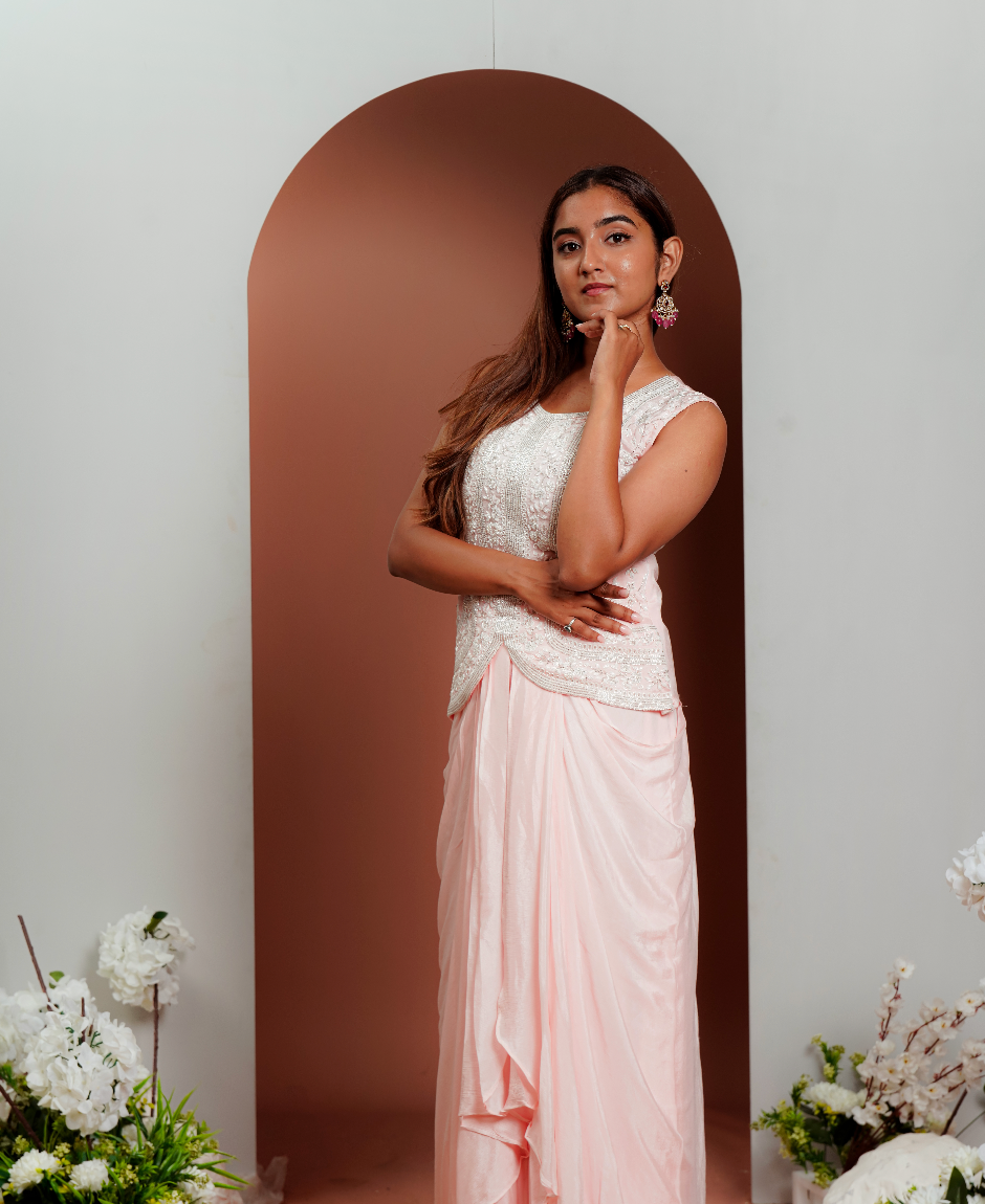 Light Pink Shimmer Lehenga Set