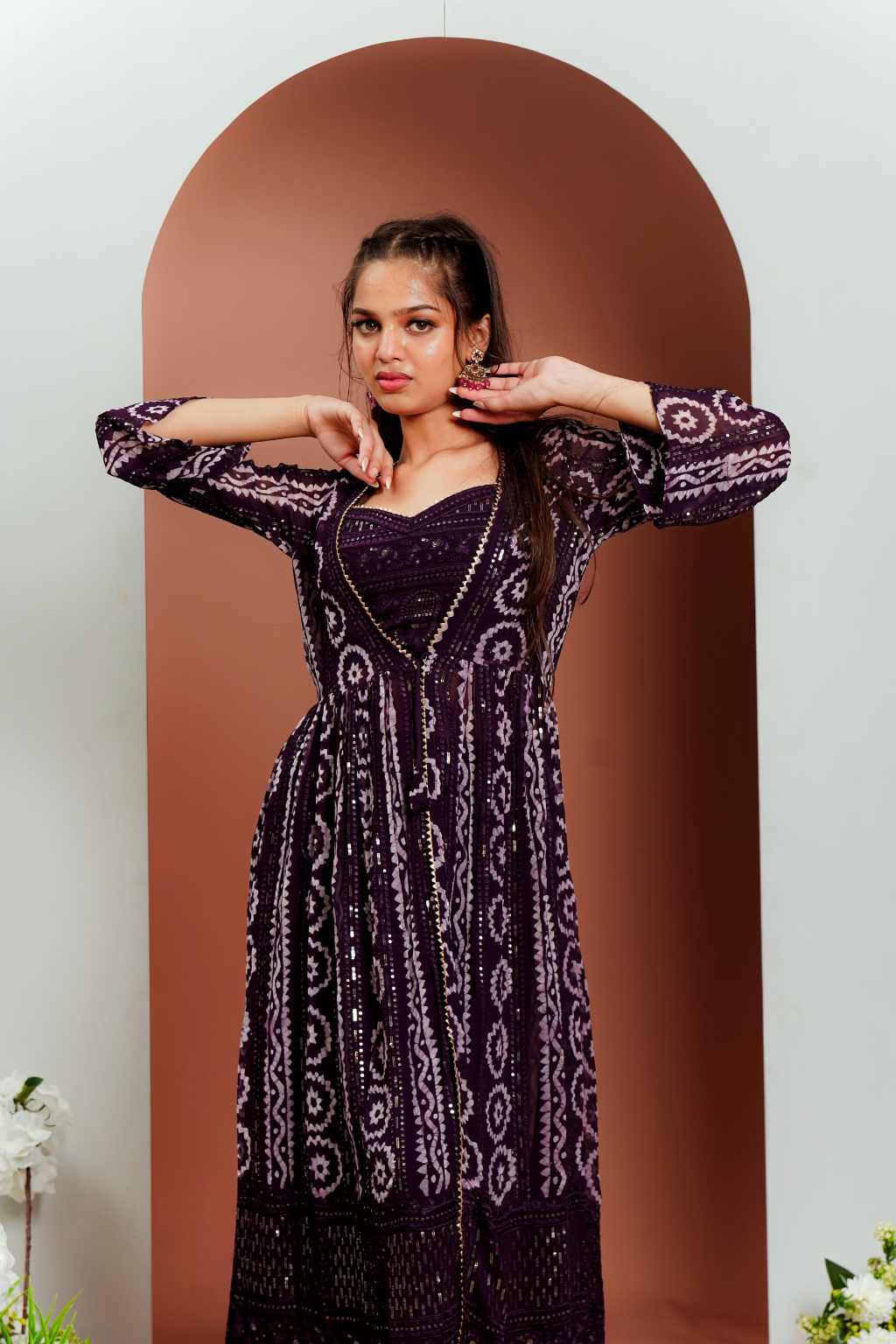 Purple Sequins Palazzo Set