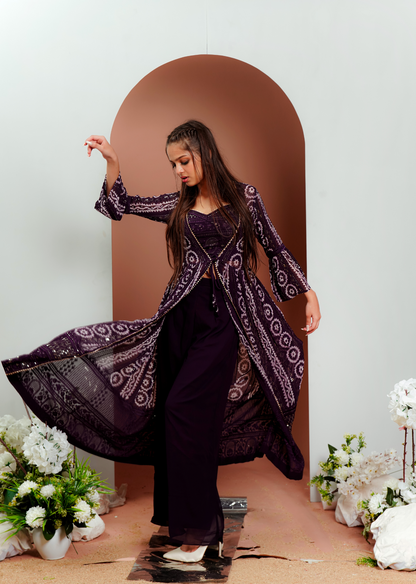 Purple Sequins Palazzo Set