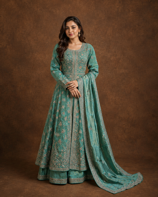 Sea Green Designer Anarkali Suit Set
