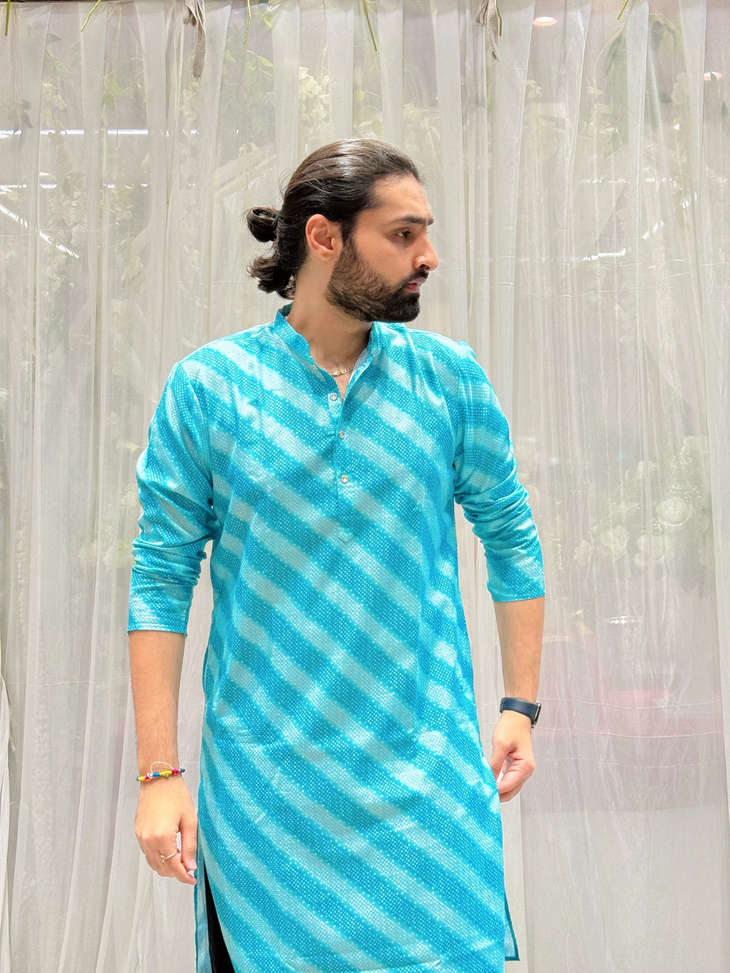 Sky Blue Bandhani Print Kurta