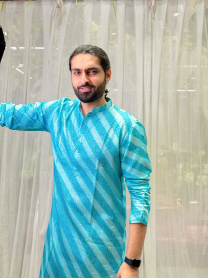 Sky Blue Bandhani Print Kurta