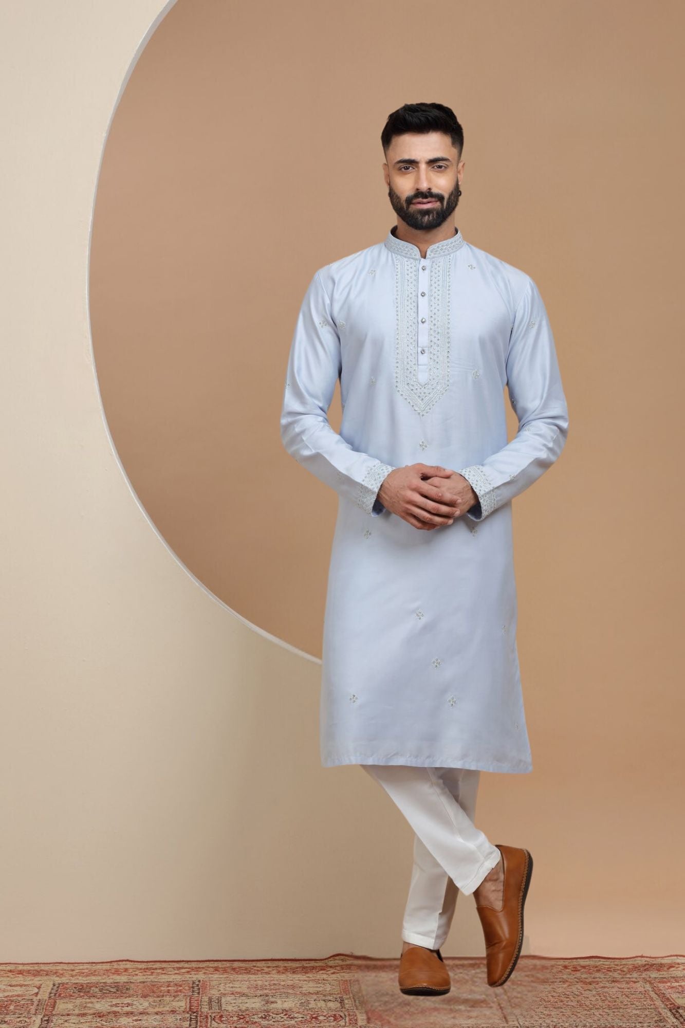 Sky Blue Handcrafted Kurta Set