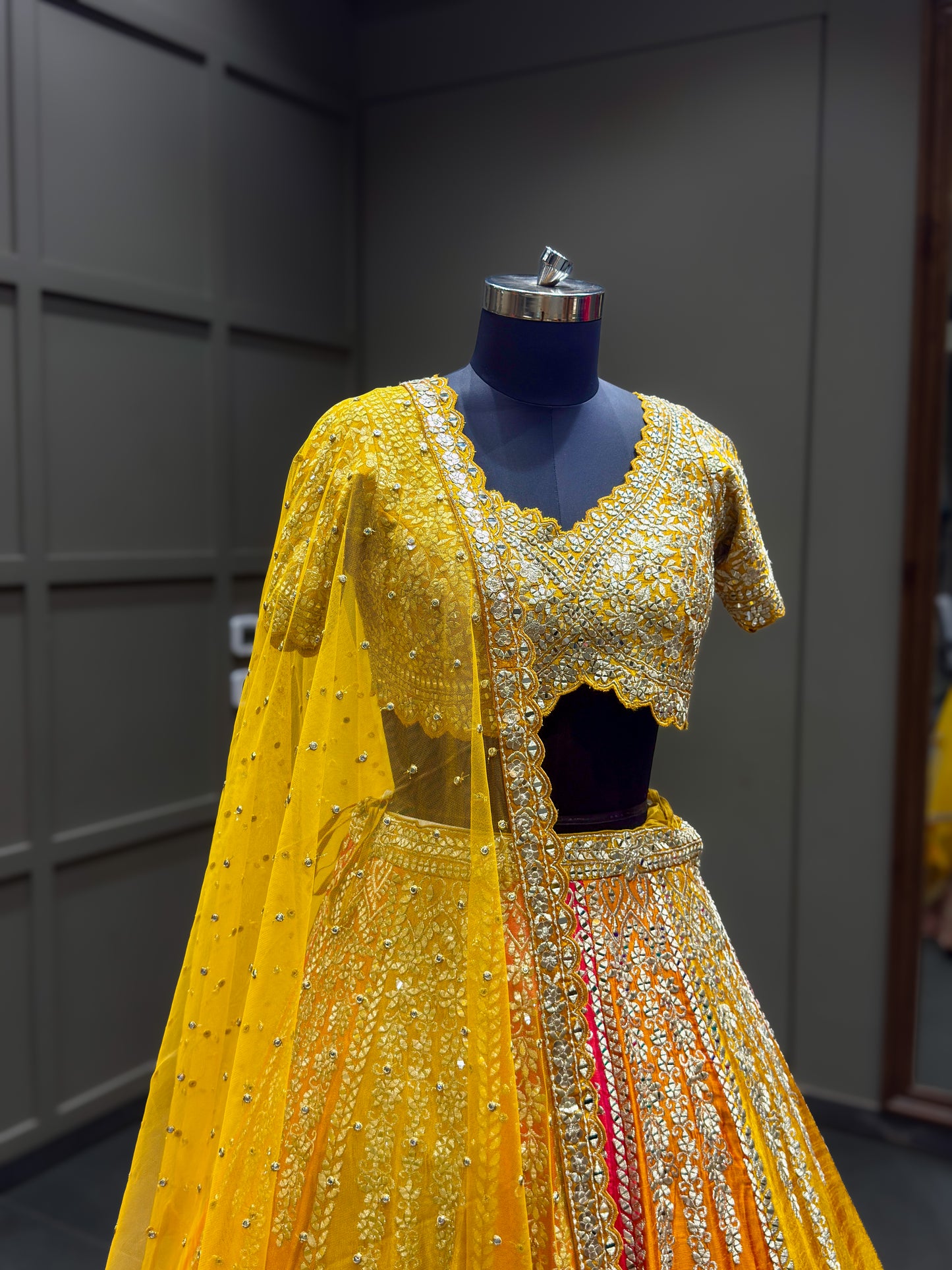 Sunshine Yellow & Rani Pink Festive Designer Lehenga Choli with Heavy Embroidery and Net Dupatta