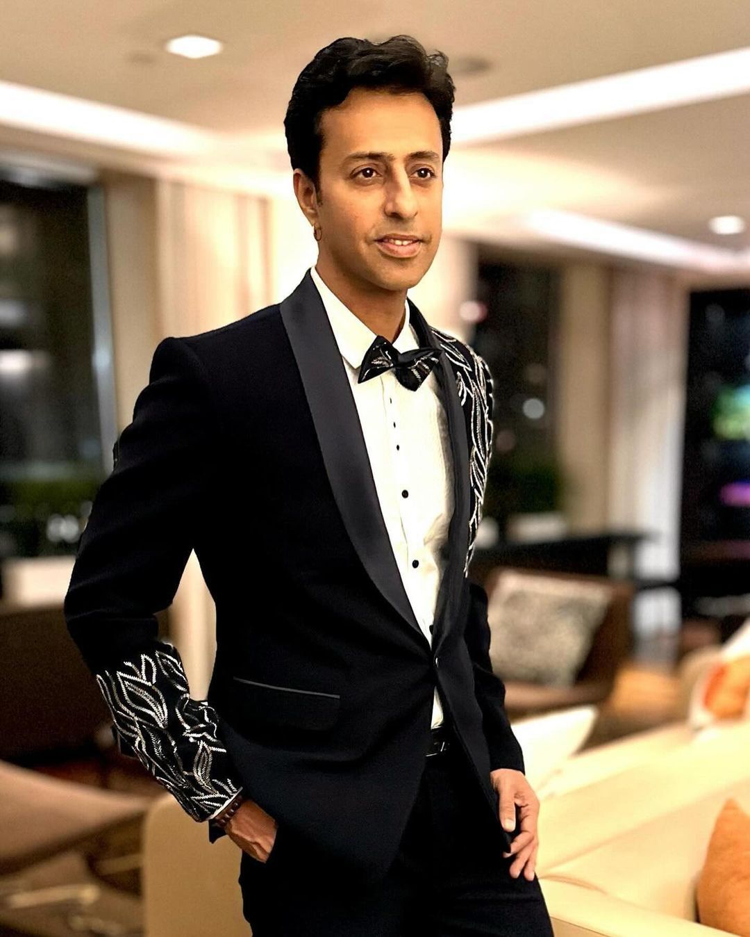 Black Designer Tuxedo Worn by Salim Merchant