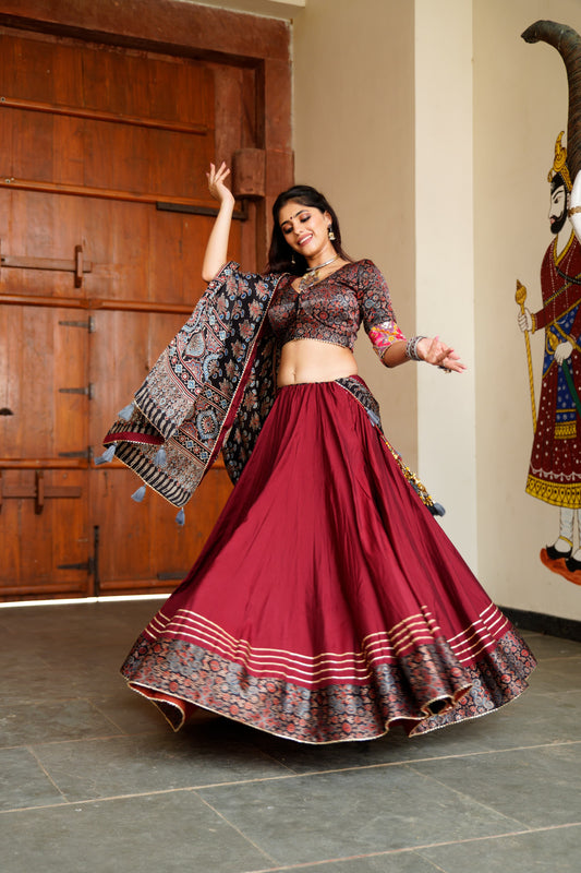 Maroon Cotton fabric Chaniya Choli