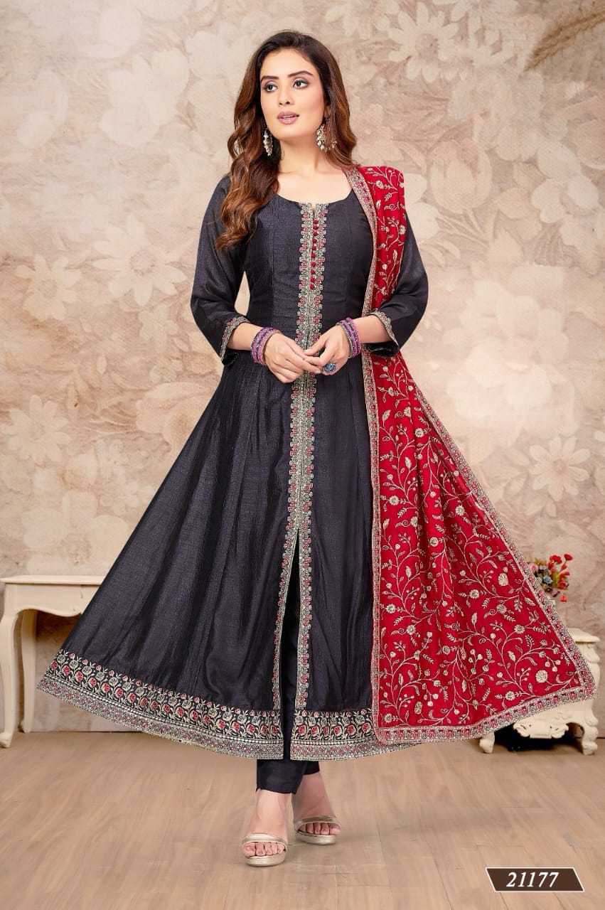 Black anarkali with dupatta set