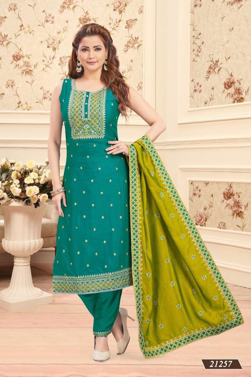 Green Kurti Pant Set with Dupatta