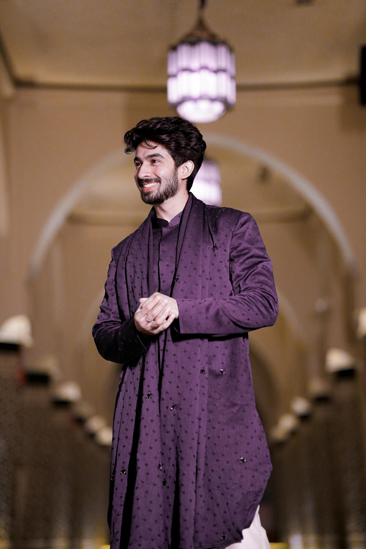 Wine Drape Kurta Indo western  Set