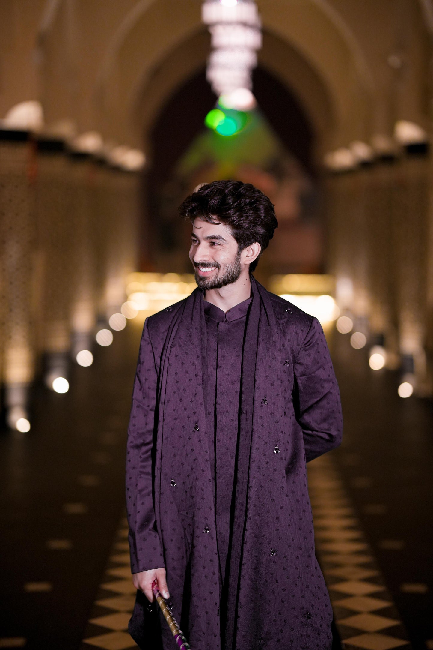 Wine Drape Kurta Indo western  Set