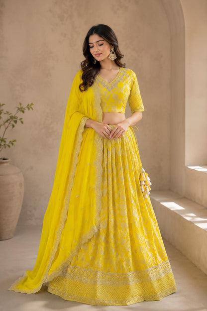 Sunshine Yellow Printed Lehenga Choli Set