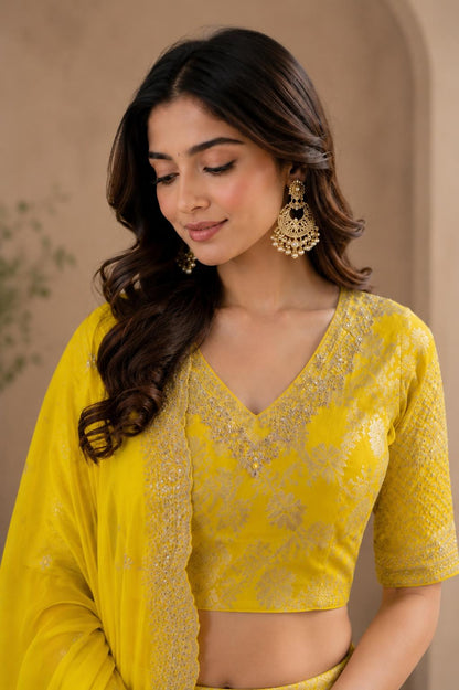 Sunshine Yellow Printed Lehenga Choli Set
