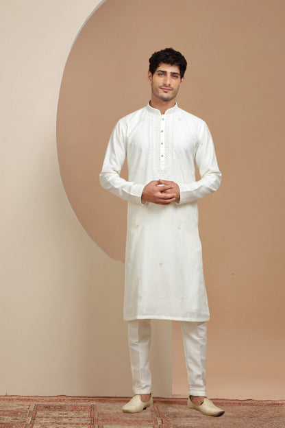 White Handcrafted Kurta Set