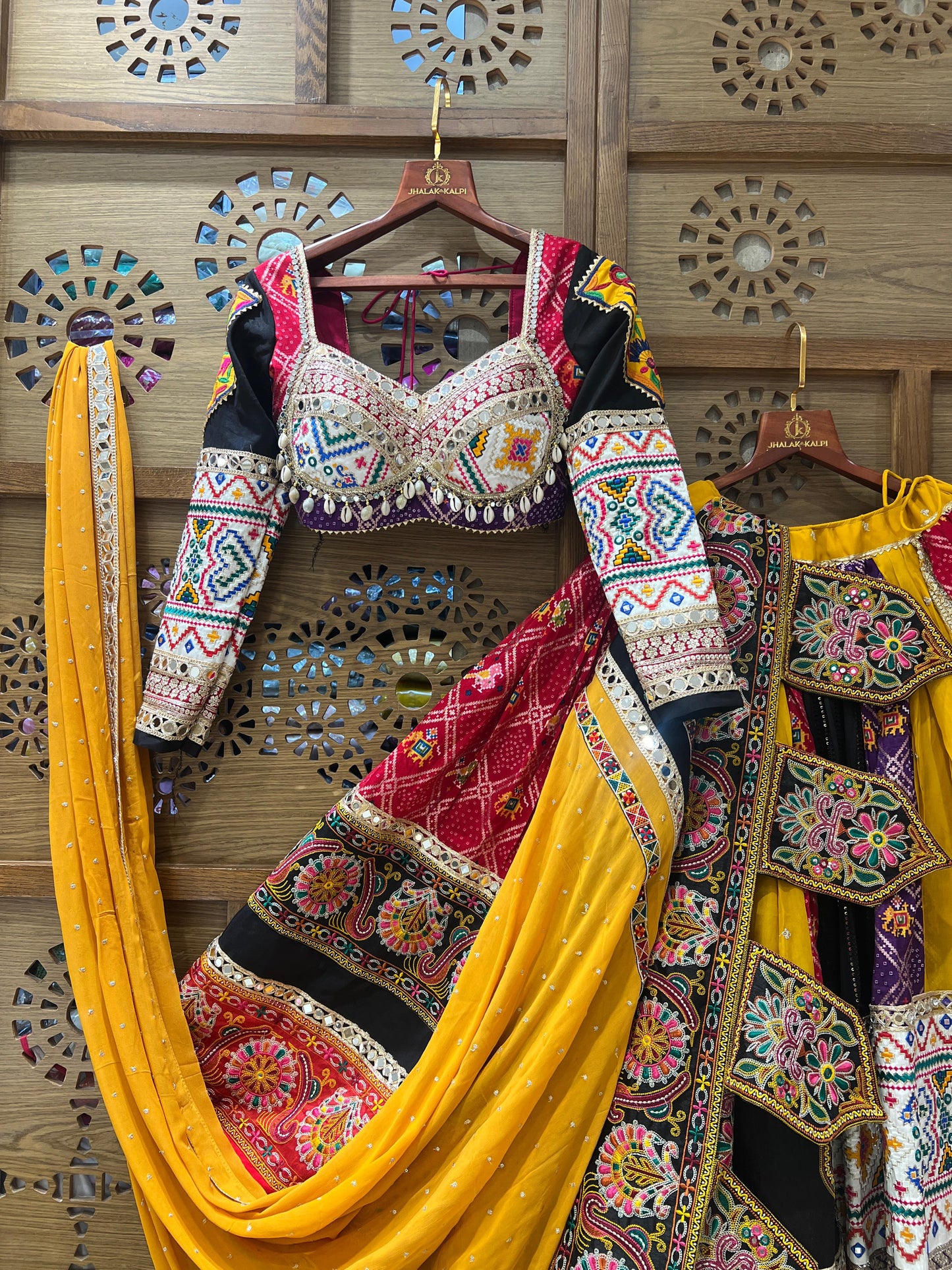 Yellow & Red Embroidered Navratri Chaniya Choli