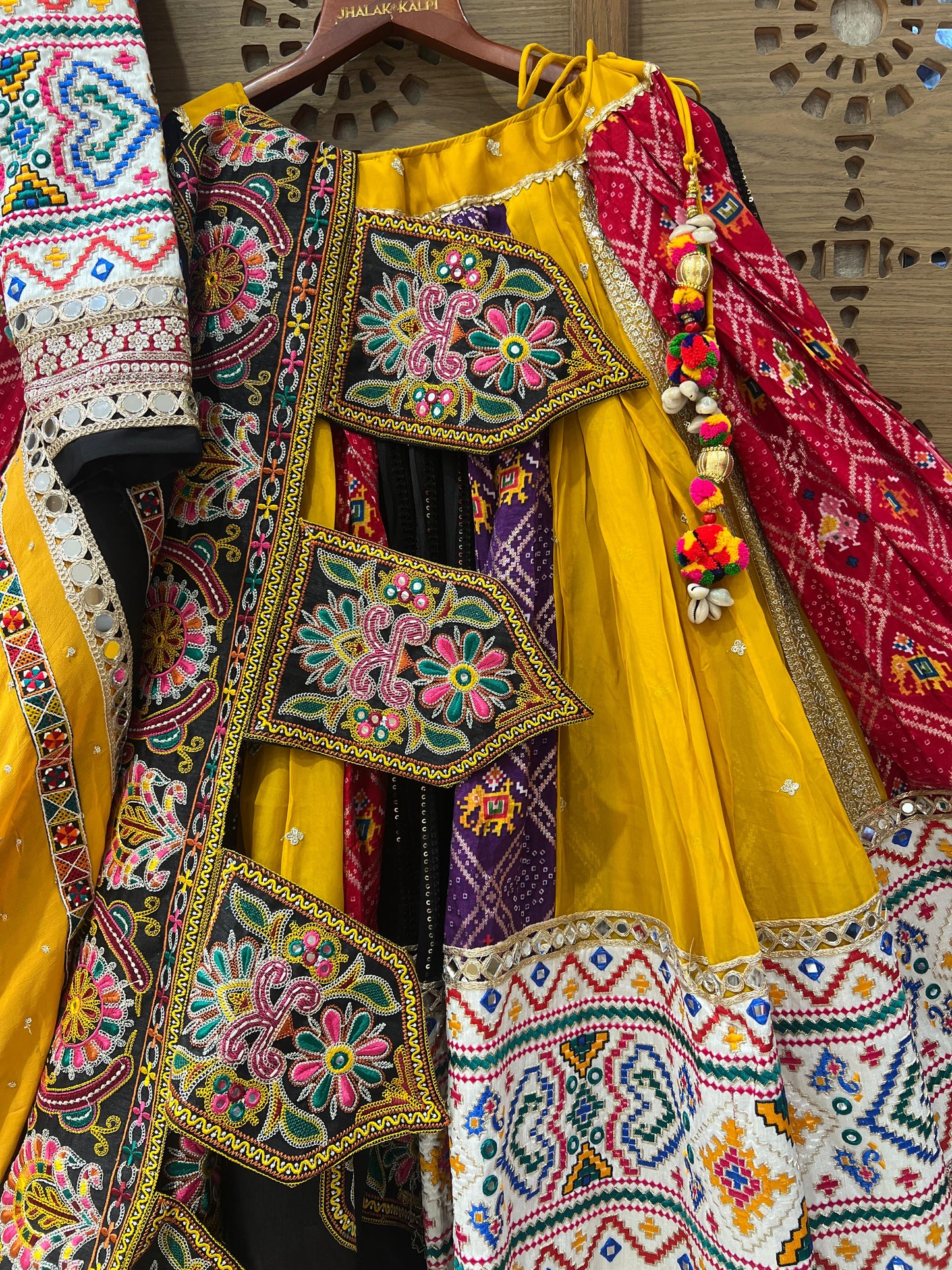 Yellow & Red Embroidered Navratri Chaniya Choli