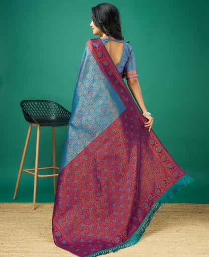 Ellampally Soft Silk Copper Zari Saree