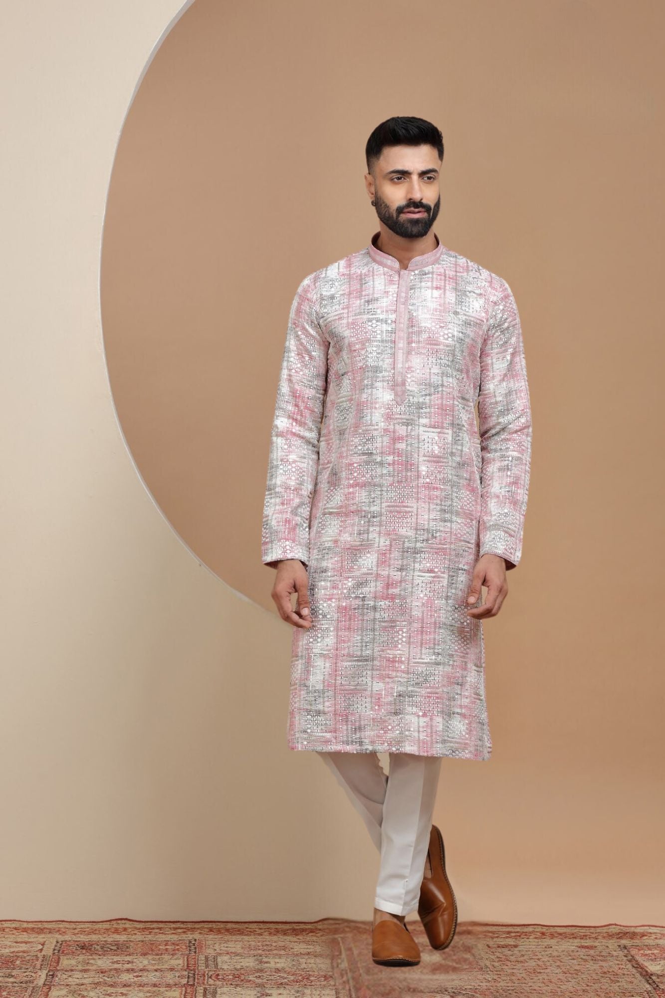 little Pink Sequins Work Kurta