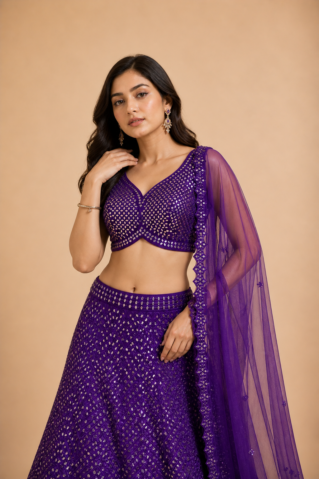 Royal Purple Mirror Work Designer Lehenga Choli