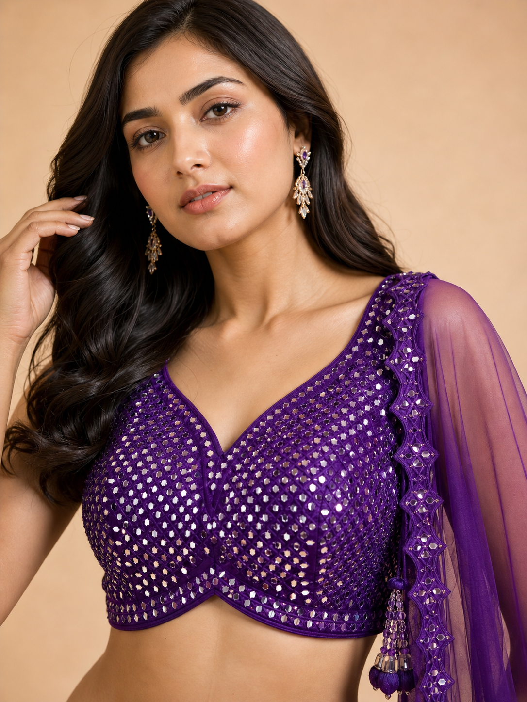 Royal Purple Mirror Work Designer Lehenga Choli