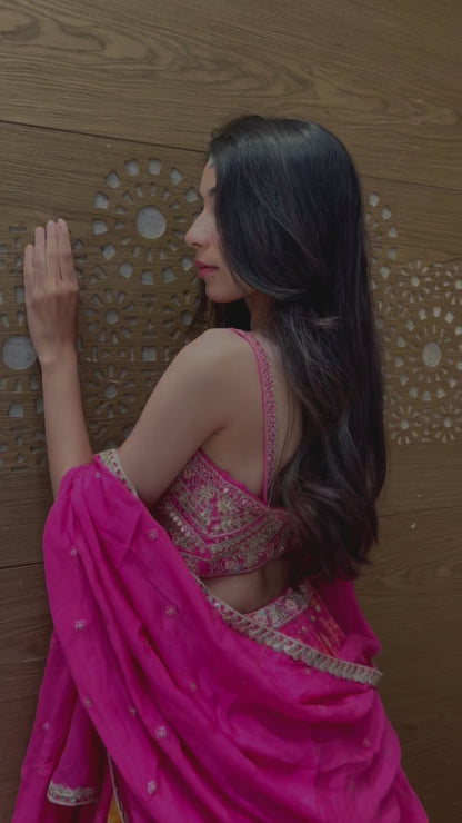 Millennial Pink Organza Lehenga set