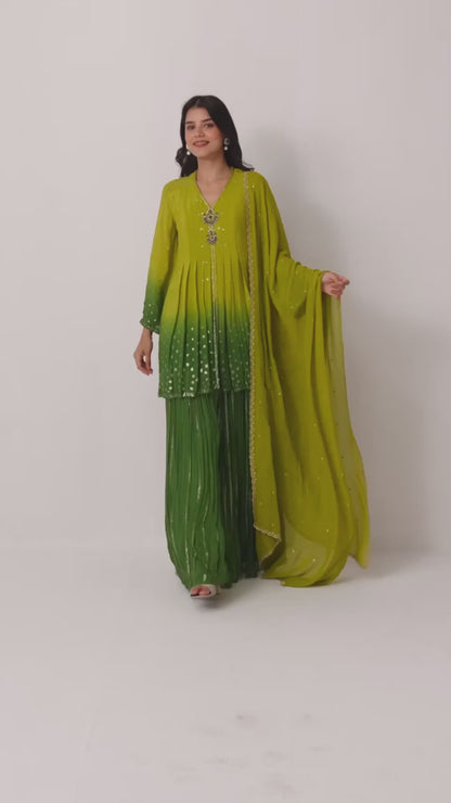 Dark & Light Green Palazzo Set