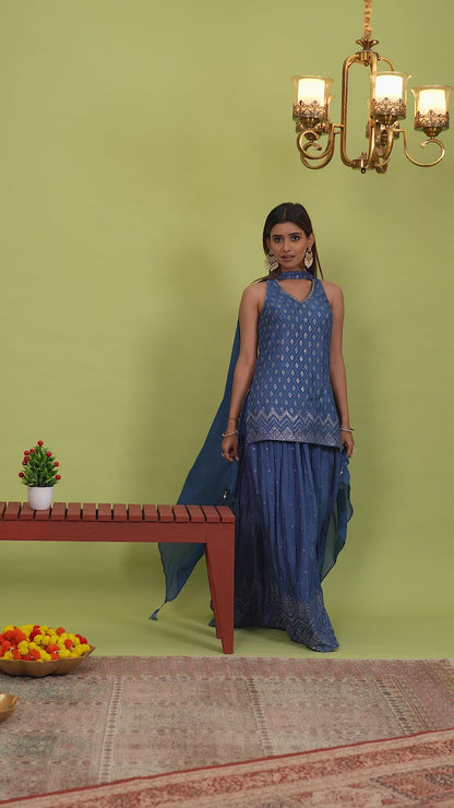 Navy Blue sharara Suit