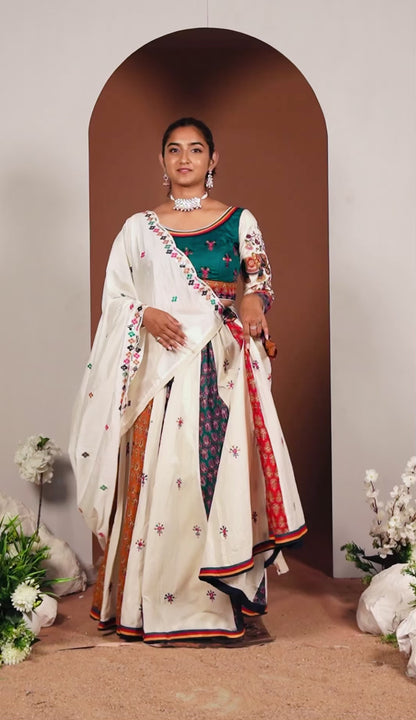 White Chaniya Choli with Unique Colour Accents