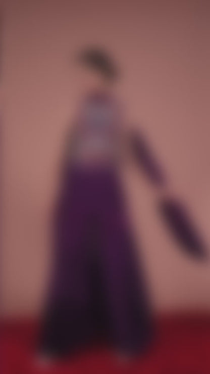 Purple Embroidered  work Palazzo Set