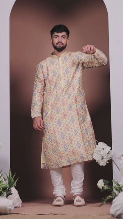 Sunshine Yellow Kurta Set with Playful Embroidery