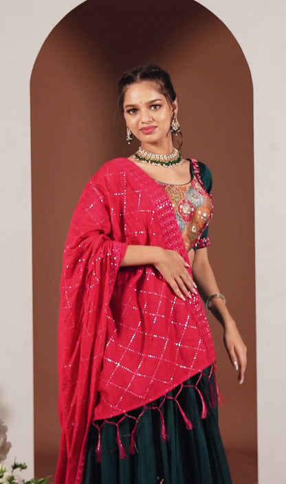 Navy Blue Mirror Work Chaniya Choli set