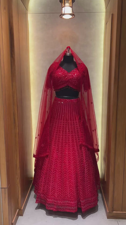 Red Sequence work Lehnga Choli