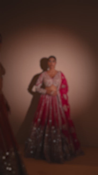 Pink Organza Lehenga with Intricate Zardosi Embroidery