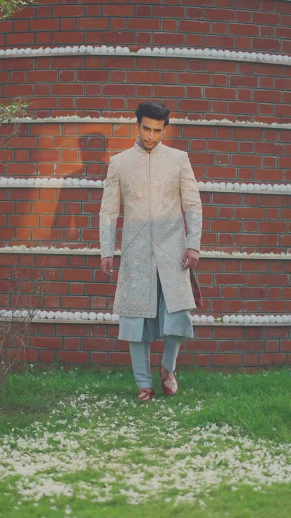 Sophisticated Grey Sherwani with Indian Embroidery